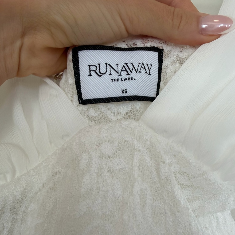 White Halter Lace-Panel Mini Dress - Picture 4 of 5